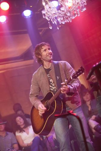 James Blunt picture gallery - Take 'No Bravery', the song that closes his debut album, 'Back to Bedlam', for instance: It was written in Kosovo in 1999, while James was a reconnaissance officer in the British army. On patrol around Pristina, he kept his guitar bolted to the outside of his tank. But in quieter moments, it came out, as he wrote about life as a 22-year-old peacekeeper in the aftermath of one of the decade's bloodiest civil wars. The rest of his unit ordered him to keep the noise down as he wrote and sang in the post-midnight stillness. He didn't keep the noise down. ''No Bravery' is the only complete song I wrote in Kosovo. I wrote it lying by my tank in my sleeping bag with my boots on. You had to sleep with your boots on. The song is pretty fatalistic. The rest of the album is fatalistic,' he says wryly.