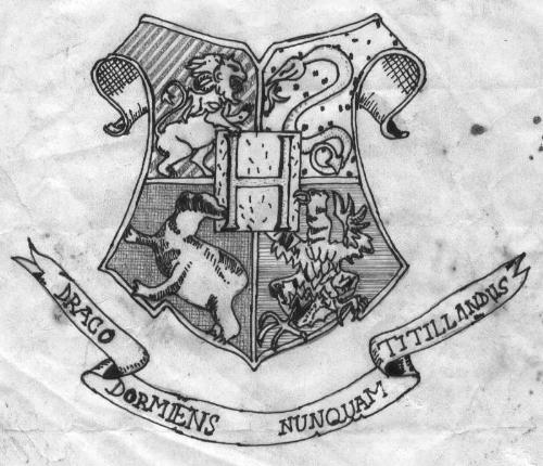 Harry Potter- Hogwarts Crest - This is the hand drawn crest of the mysterious Hogwarts School of Witchcraft & Wizardry in Harry Potter series.