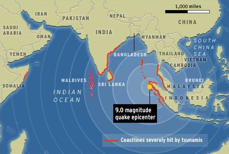 Tsunami - The earthquake and resulting tsunami in the Indian Ocean on December 26th, 2004 had a devastating effect on India. According to the Indian government, almost 11,000 people died in the tsunami and over 5,000 are missing and feared dead. It is estimated that 380,000 Indians have been displaced by the disaster and reconstruction is expected to cost more than 1.2 billion dollars for World Bank. The areas hardest hit by the tsunami were the southeastern coast and the Andaman and Nicobar Islands.

Did you ever feel for that???????