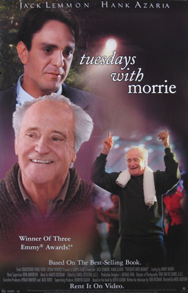 Tuesdays with Morrie - This warmhearted TV offering based on Mitch Albom's nonfiction bestseller of the same name dives right into the action, with Morrie (Jack Lemmon) collapsing within the first three minutes. Then it's cut to Mitch's hectic life as a sports columnist/ television host and long-term, often long-distance boyfriend. But this Mick Jackson-directed film slows considerably after the introductions as former student Mitch (Hank Azaria) learns his beloved professor is dying of ALS (Lou Gehrig's disease). He reconnects with his mentor and begins learning from him all over again, this time about life. Oprah Winfrey produced this 88-minute film, and her renowned touchy-feely quality is prominent as Mitch learns to love both Morrie and his own girlfriend. Azaria, better known for somewhat goofy roles (The Birdcage, the dogwalker on TV's Mad About You) conveys an intelligent, if edgy dignity, and double Oscar winner Lemmon turns in his usual exquisite performance, giving even the most obvious moments touches of subtlety. --Kimberly Heinrichs
