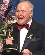 Jack Lemmon receiving the award for Tuesdays.... - This warmhearted TV offering based on Mitch Albom's nonfiction bestseller of the same name dives right into the action, with Morrie (Jack Lemmon) collapsing within the first three minutes. Then it's cut to Mitch's hectic life as a sports columnist /television host and long-term, often long-distance boyfriend. But this Mick Jackson-directed film slows considerably after the introductions as former student Mitch (Hank Azaria) learns his beloved professor is dying of ALS (Lou Gehrig's disease). He reconnects with his mentor and begins learning from him all over again, this time about life. Oprah Winfrey produced this 88-minute film, and her renowned touchy-feely quality is prominent as Mitch learns to love both Morrie and his own girlfriend. Azaria, better known for somewhat goofy roles (The Birdcage, the dogwalker on TV's Mad About You) conveys an intelligent, if edgy dignity, and double Oscar winner Lemmon turns in his usual exquisite performance, giving even the most obvious moments touches of subtlety. --Kimberly Heinrichs