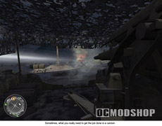 Call of Duty 2 -  If you liked the original Call of Duty, then you're sure to enjoy the sequel, which stays true to the strengths of its predecessor. The Good: Excellent presentation; aggressive enemy ai; makes you really feel like a small part of a bigger war; varied campaign; fun multiplayer. The Bad: Performance can chug at times.  When the original Call of Duty was released a few years ago, it made an impact both on critics and on consumers, even in the already-crowded WWII shooter genre. Call of Duty's visceral action struck a chord with PC shooter fans, thanks to a well-designed campaign, enjoyable multiplayer, and outstanding sound effects. If you liked those aspects of the original, then you're sure to enjoy the sequel, which stays true to the strengths of its predecessor, while enhancing the sense that you're just one soldier in the midst of a massive war machine. It doesn't really break any new ground, but the game nails the core aspects of first-person-shooter gameplay so well that it doesn't need to.   Call of Duty 2 picks up right where its celebrated predecessor left off.  As in the first game, Call of Duty 2's campaign will put you in the shoes of a few different soldiers fighting for different Allied factions. You start off as a private in the Russian army, visciously fighting off the invading Germans in Moscow and Stalingrad. The British campaign is unlocked after beating the first Russian mission. For most of these missions you'll be fighting in the sand-swept deserts of North Africa alongside the Desert Rats against Field Marshal Rommel's troops. The final mission in the British campaign sends you to the bombed-out houses and hedgerows of Caen, France. After you're done with that, you'll play as an American corporal in Europe. Yes, you will be doing a D-Day landing, but not on Omaha Beach or Utah Beach, which you've probably played several times before. Instead, you'll be scaling the sheer cliffs of Pointe du Hoc as artillery with the Army Rangers. If you already thought rock climbing was an 'extreme' sport, try doing it with artillery and machine-gun fire raining down on you.  Each of the game's 10 missions is broken up into a few different stages. If you play the game on regular difficulty, you could blow through it in about 10 hours. Ratcheting up the difficulty a notch makes the game much harder and more tactical (this is probably the experience the designers intended). Since you'll be creeping and peeking more carefully through all the encounters, you'll lengthen the campaign significantly, and enjoy it more.  Breaking up the campaign into several different narrative vignettes arguably weakens the impact of the plot as a whole, although that was never the strength of Call of Duty in the first place. What this does is allow the designers to put you in a lot of different, interesting situations. One memorable moment in the Russian campaign has you crawling through a raised pipeline to sneak behind German lines and into a fortified factory building. As you make your way through the pipeline, you'll spot and snipe small pockets of German infantry through holes in the pipe. When they fire back up at you, you'll notice bullets tearing through the rusted pipe, ripping open holes for shafts of light to poke through. It's a thrilling effect. You'll also get quite a rush from both participating in and defending against all-out infantry charges across open city squares in Stalingrad. But just as the novelty of these wears off, you're shunted over to the British campaign in North Africa, where you'll do things like participate in night raids of small Tunisian towns, climb up to the top of spires to call in artillery on enemy tanks, and even drive a tank yourself. The American campaign has its own memorable moments, like scaling the cliffs of Pointe du Hoc, or sniping at German mortar crews from the top of a grain silo. The game paces itself so that you're always on your toes, and you'll find yourself switching back and forth almost constantly from an offensive position to making a defensive stand against counterattacks on the objective you've just captured. Yes, at the end of the day you're still just shooting a lot of Nazis, but the constantly varying contexts of how and why you're doing it keep the game compelling from start to finish.   Massive amounts of infantry can populate the battlefield.  You won't be participating in these forays alone; far from it. In every setting you'll be surrounded by what seems like dozens of soldiers, both friends and foes, who move and act in a realistic fashion. Lots of your artificially intelligent mates will die by your side, along with the dozens of enemy soldiers you kill, but more will come in from the rear echelons to take their place. The designers often do a good job of reminding you that the war isn't just the infantry skirmish in which you're fighting. From time to time you'll see planes engaged in dogfights flying overhead, or when you complete an objective of capturing a German harbor, you'll call in a naval strike and see enemy merchant ships being sunk at the docks.  In each confrontation, you'll find yourself setting up at logical stopping points to exchange fire with German resistance. You can snipe dozens of enemies out of the windows and from the trenches in front of a house, for example, but reinforcements replace them. It never feels as though the game is cheaply spawning in more fodder for you; it just does a great job of making you feel like there are a realistic number of soldiers holed up in a building. You need to get a feel for the flow of each pitched battle, and this can be done by advancing your line when the enemy ranks look thin enough, and then breaking into the house or bunker. Your allies will follow you in and help you clear out the objective. Of course, if you're too meek at attacking and pressing your advantage, the enemy AI is wily and aggressive enough to take charge. They're not afraid to pour fire on your position and toss tons of grenades at you. Thankfully, a handy grenade danger indicator lets you know when and where you have to scurry away from an impending blast. When you do die, the game reloads very quickly, and you're even treated to a quote about war from various historical figures. One that sticks out in our minds is an ironic one from Solomon Short: 'The only winner in the War of 1812 was Tchaikovsky.'