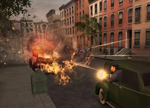 The Godfather the Game -  The Good: The game makes great use of the film license; plenty of challenging, multitiered missions to keep you busy; fun combat and interrogation system; you can explore a great-looking, expansive map of 1940s new york, with no load times; good music. The Bad: Heavily recycled character and vehicle models, as well as building interiors; occasionally glitchy and stupid artificial intelligence; unstable frame rate.  The Godfather is widely regarded as one of the greatest films of all time. So when Electronic Arts announced that it was making a game based on the license, it made sense as a business venture, but it also seemed like a risky move to adapt such a beloved and well-known story to a video game. Luckily, that risk paid off. The Godfather is a satisfying, lengthy adventure, and more importantly, it remains faithful to the classic film while managing to create a compelling story of its own.   Even though you play as an all new character, the game still manages to stick closely to the events in the movie.  The Godfather puts you in the role of a peripheral character that didn't appear in the film, but nevertheless played a critical role in the story. While the character is by no means an official write-in from Mario Puzo or Francis Ford Coppola, he manages to mesh fairly well with the rest of the story, a large part of which is taken directly from the film. When you start the game, you can create a mobster using customization tools similar to those found in the EA Sports games. You then begin the game and watch your father get gunned down in the streets by rival mobsters. Flash forward a few years to the wedding scene from the opening of the film, and your mother is asking the Don to take you under his wing and offer you work. As we learned from the film, no Sicilian can refuse a request for a favor on his daughter's wedding day, so the Don sends the imposing Luca Brasi to look after you and teach you how to be a mobster.  You start off as an unofficial enforcer for the Corleone family, which means your job is to muscle merchants into paying you protection money. You do this by simply walking into a store and talking to the owner. Usually the owners won't simply give in, but you can intimidate them by smashing up their stores (or their faces) until they start to see things your way. Once you take over a business, you get a payout each week, and there are dozens of shops you can shake down all throughout the five areas of New York. Some stores are fronts for illegal rackets, such as brothels, gambling dens, and illegitimate importing operations, and you can buy out these rackets to further increase your weekly income.  Extorting businesses and taking over rackets isn't all there is to do, though. There are plenty of story missions that you'll pick up as you play. Some missions are taken directly from the movie. You'll have to drive the Don to the hospital after he's gunned down in the street, travel to Hollywood to reenact the famous horse head scene, plant the pistol for Michael Corleone to use to off Sallazzo in the diner, and more. Most of the scenes are very faithfully re-created for the game, and it's great to be able to take part in some of the most memorable moments from the film, such as Sonny's ambush at the toll plaza and the assassinations of the Dons intercut with scenes from the baptism of Michael Corleone's niece. In fact, the best part of The Godfather is that it handles the source material respectfully and manages to offer enough new content to feel like more than just a by-the-numbers adaptation of the movie.  Helping to keep the game faithfully tied to the movie is the accurate depictions of the Corleone family members. With the exception of Michael, all of the characters look and sound just like they did in the movie. The voice acting is mostly excellent, with the exception being some of the stock characters that populate the city beyond the Corleone compound. The music is taken directly from the movie, and while you'll hear the main theme a few too many times throughout the game, the music adds a nice touch of authenticity.   This game borrows heavily from GTA, but that isn't necessarily a bad thing.  In addition to the characters, the city of New York has been carefully rendered in detail, and you can spot specific scenes from the film as you travel the streets of Little Italy, Brooklyn, Midtown, Hell's Kitchen, and New Jersey. The city might be a bit too accurate, though, because some of the streets are confusing, making it a hassle to get around town. There are a lot of interiors in the game as well, which you can freely enter without any load times. Unfortunately, most of the interiors are heavily recycled, so you'll see the exact same bakery, hotel, flower shop, and mob-family compound several times throughout the game.  The Godfather borrows heavily from the Grand Theft Auto series of games, so you can expect the same senseless violence and absurd mayhem those games are known for. You can steal cars, run down pedestrians, shoot people at random, and evade the police. As you commit crimes, your heat gauge increases, and anywhere from one to five badge icons will appear on the screen to indicate how badly the cops want to take you down. It's easy to avoid the police for the most part, and you can bribe them if you don't feel like a chase. If you don't bribe them, they'll try to run you off the road, but the cars handle so well in the game that you can deftly weave through traffic to avoid being caught. If you are caught, you're simply killed, which isn't such a big deal, since you get revived at the nearest hospital for a small fee.