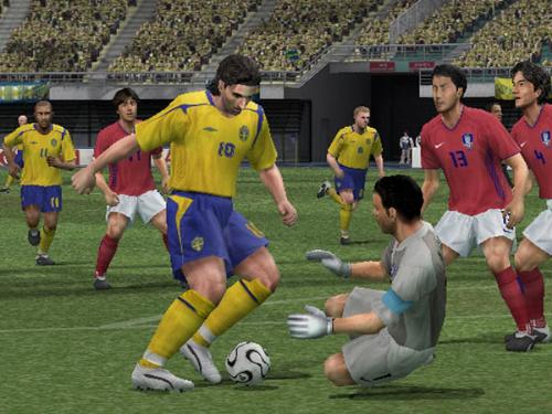 PES 6 -  Konami's sixth Pro Evolution Soccer title plays a superb game of football but offers little in the way of new features. The Good: The most refined Pro Evolution Soccer yet; more features than the xbox 360 version; online mode with support for eight players. The Bad: Only a few little tweaks to the gameplay; little change to the master league mode; dreadful menu presentation.  The second word of 'Pro Evolution Soccer' proves to be more appropriate with each passing year, thanks to incremental updates that never go beyond slowly evolving Konami's winning formula. True, the series has long offered deep and rewarding gameplay, but the lack of innovation has become increasingly apparent of late. The tweaks that Konami has made to the match engine have produced a more refined game, but there's not a hint of the revolution attempted by EA Sports in most annual FIFA updates. There are also only a handful of new features, chief of which are eight-player online support, an increase in the number of licensed teams, and an international challenge mode.   Player movements and likenesses are better than ever...  It will take you quite a few practice games to adjust to the new playing style of PES6, which is even faster than last year's game. One of the more noticeable improvements is in player animation, with polish added to the already astounding movement. There's more tangibility in the way they interact with each other and the ball, and collisions and tumbles better reflect the physical nature of the game. Pro Evolution Soccer is a game that rewards real-world tactics, and the lifelike movement of the players only adds to this suspension of disbelief.  In terms of playing the game, Konami has made a number of tweaks that certainly make this the tightest Pro Evolution Soccer yet. It's now easier to dribble the ball while running, with players keeping it closer to their feet. However, defending players are much more effective at relieving you of the ball, and they're certainly favoured in one-on-one situations. As a result, you have to adapt your game toward making quick, short passes that are accurately directed to the intended player. You should definitely be facing the recipient when passing in PES6, as indirect passes often end up short or off-target.  Konami has also created an even larger gulf between the star players in the world and everyone else. Players such as Henry and Adriano are lethal at cutting swathes through a defence or outpacing nearly anyone down the wing. Teams like Inter and Brazil are unstoppable if you can combine a possession game with the use of the radar at the bottom of the screen.  Picking out players with a crafty through ball is now the most effective way of getting on goal. Previously dependable tactics, such as running along the goal line and pulling the ball back into the box, are now met with defenders ready to clear the ball away. Goalkeepers are now much better at deflecting powerful shots over the line, as opposed to spilling them in front of goal. And for the advanced players among you, there are around eight new moves including tricks, feints, and turns. In short, it's the most rewarding game of Pro Evolution Soccer yet, and even though EA Sports is chasing hard, PES6 just edges out FIFA 07 on gameplay.  That's not to say that Pro Evolution Soccer 6 is perfect. In last year's game the referees were extremely card-happy and it hindered the pace of the match, but this year's game has swung too far the other way. Blatant fouls frequently go unpunished, and teammates are now eager to slide in for hard tackles when they're not under your control. It never resulted in a penalty kick during testing, but we've occasionally been punished with a yellow card as a result of a foul made on our behalf. Time your strikes right, and attackers are now much more eager to take volleyed shots if they're on the end of an accurate cross, but as in real life, only the best strikers can mix flair and accuracy. And while it was always difficult to score free kicks, it now seems nigh-on impossible unless you're using the world's best free-kick takers.  What's most surprising is how different the PlayStation 2 version is to its Xbox 360 counterpart. Whereas the 'next-gen' version runs at a somewhat sluggish pace, the PS2 game is blisteringly fast and undoubtedly the more fluid game. The differences extend off the pitch as well, with the PS2 version allowing you to extensively edit player and team information so you can update rosters throughout the season. Many people like to save their goal replays to a memory card, and while this has been omitted from the 360 version, it has thankfully remained on PS2. Of the extra gameplay modes, the memorial match keeps track of wins, losses, and average goals between friends, while the international challenge pulls together three European and American cups of between six and 32 teams. Finally, Konami's online service lets you play games with up to eight players over the Internet, which trumps Xbox Live's support for only two players. On the other hand, the PS2 version lacks the Xbox 360 game's Teatro Blanco and Antlion Colosseum stadiums, although it does have more stadiums overall.
