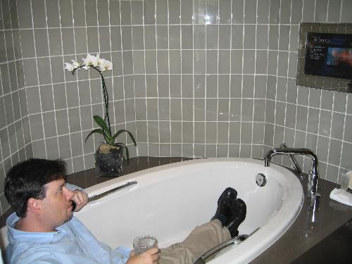 In the Office On the Phone in Beverly Hills - I Like to work hard and bathe hard!