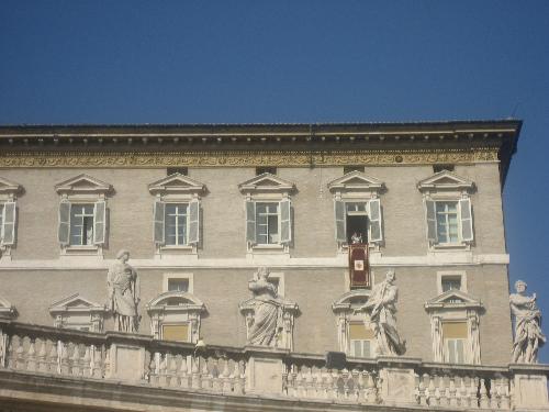 Pope Benedict XVI - A photo of Pope Benedict XVI preaching to the audience, blessing people after mass at the Vatican