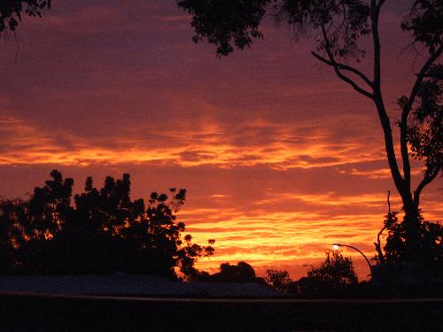 The sunset here tonight - The 19th of December 200 - I took this picture of the sunset tonight at about 8.30pm. The sunset was soo soo beautiful and the picture really does it no justice at all. i thought that i would like to share it with ppl so i put it on here. This is the view of it from my back yard. It was better a few blocks away when i was driving home because the whole sky had this effect but i didn't want to miss it so i just did the best i could.