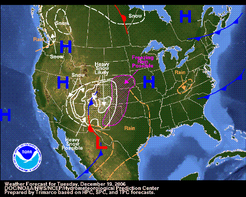 Weather Report for the 19th - The US weather map for Dec 19th