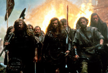 Braveheart - In the late 13th century, William Wallace returns to Scotland after living away from his homeland for many years. The king of Scotland has died without an heir and the king of England, a ruthless pagan known as Edward the Longshanks, has seized the throne. Wallace becomes the leader of a ramshackle yet courageous army determined to vanquish the greater English forces. At the historic battle of Stirling, Wallace leads his army to a stunning victory against the English. Knighted by the grateful Scottish nobles, Sir William Wallace extends the conflict south of the border and storms the city of York. King Edward I is astonished by the unexpected turn of events. Unable to rely on his ineffectual son Prince Edward, Longshanks sends his daughter-in-law Princess Isabelle to discuss a truce with Wallace.