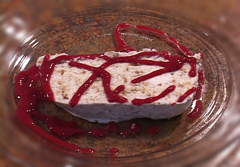 Lemon and Amaretti Semifreddo with Raspberry Sauce - Lemon and Amaretti Semifreddo with Raspberry Sauce