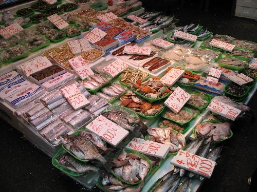 Ueno market, Tokyo - This selection of fish you can find in Ueno Market, and the prices for Japan are OK!