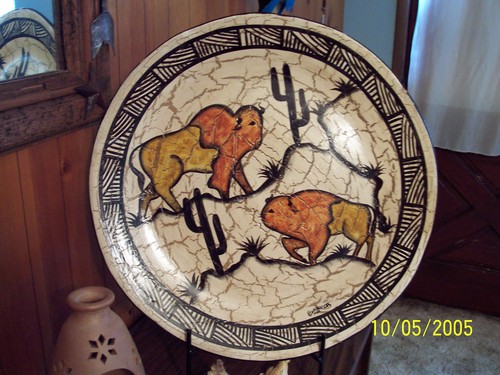 Buffalo Plate Art from Mexico - This is my favorite Animal. It’s symbolism for me is wonderful!