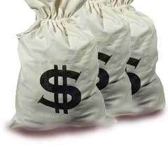 money - bag of money, dollars, a lot of cash, cash, money making, money in white sacks, money in the pocket, making a lot of money, cash making, dollars, US dollars, US dollars in white sacks, three white sacks, three white sacks with dollar sign on them. Three white sacks with dollar signs on them representing a lot of cash.