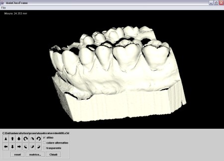 Java 3D viewer - A screenshot of the 3D viewer i developed in Java. It can load VRML and X3D files and make possible taking measures on the objects loaded.