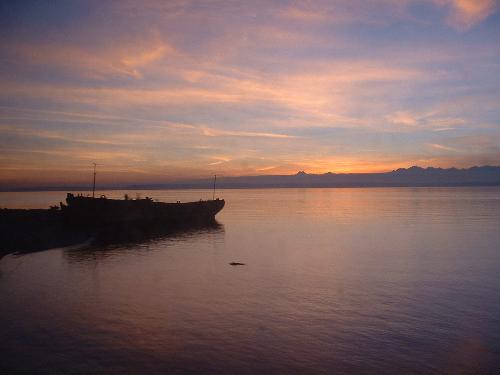Puget Sound - This is a picture of Puget Sound at sunset taken from the Empire Builder, an Amtrak train