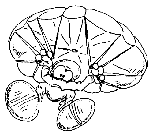 Cartoon skydive - Cartoon of a skydiver under canopy