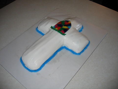 Cross Cake - This is the cross cake I made for my son's Baptism.