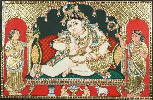 tanjore - This a pic of tanjore painting with real gold foil and semi precious stones