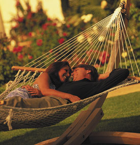 Romantic getaway - a couple in their romantic honeymoon