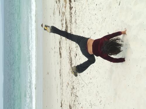 cartwheels at the beach - just my daughter having some fun at the beach.