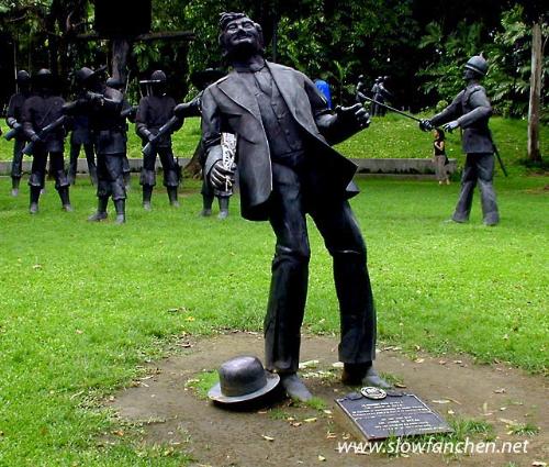jose rizal - José Protacio Rizal Mercado y Alonzo Realonda (June 19, 1861 – December 30, 1896), known as Jose Rizal, was a Filipino polymath, nationalist and the most prominent advocate for reforms in the Philippines during Spanish colonial era and its eventual independence from Spain. He is considered a national hero of the Philippines and the anniversary of Rizal's death is commemorated as a Philippine holiday called Rizal Day. Rizal's 1896 military trial and execution made him a martyr of the Philippine Revolution.  The seventh of eleven children born to the Mercado family, a prosperous middle class Filipino and Chinese-mestizo family in the town of Calamba in the Province of Laguna, Rizal attended the Ateneo Municipal de Manila and then traveled alone to Madrid, Spain where he studied medicine at the Universidad Central de Madrid, earning the degree Licentiate in Medicine. He earned a second doctorate at the University of Paris and the University of Heidelberg. Rizal was a polyglot conversant in at least ten languages: Spanish, French, Latin, Greek,German, Portuguese, Italian, English, Dutch and Japanese.[1][2][3] He was a prolific poet, essayist, diarist, correspondent, and novelist whose most famous works were his two novels, Noli me Tangere[4] and El Filibusterismo. These novels are social commentaries on the Philippines under Spanish colonial rule that formed the nucleus of literature that inspired dissent among the European-educated Filipino peaceful reformists and spurred the militancy of armed revolutionaries against 333 years of Spanish colonial rule.  As a political figure, Rizal was the founder of La Liga Filipina, a civic organization that subsequently gave birth to the Katipunan led by Bonifacio and Aguinaldo.[5] He was a reformer for an open society rather than a revolutionary for political independence; he advocated popular representation in effecting institutional reforms by peaceful means rather than by violent revolution. The general consensus among Rizal scholars, however, attributed his martyred death as the catalyst that precipitated the Philippine Revolution. Historians contend that Rizal's patriotism and his standing as one of Asia's first intellectuals of the post-colonial era have inspired succeeding thinkers and revolutionaries of the centrality of national identity as a social force in the project of nation-building.[  José Rizal was born into a prosperous middle class Filipino family in the town of Calamba in the Province of Laguna. His parents were Francisco Mercado and Teodora Alonzo. He was the seventh child of their eleven children (namely, Saturnina, Paciano, Narcisa, Olympia, Lucia, Maria, Jose, Concepcion, Josephina, Trinidad and Soledad.)  Dominican friar landlords granted the family the privilege of the lease of a hacienda and an accompanying rice farm. However, contentious litigation followed the friars' attempts to raise tenant rental fees. The farmers, led by Rizal, disputed this while exposing the Dominicans' failure to pay taxes due on friar land. These haciendas were taken over by the Dominicans from the Jesuits after the latter's expulsion. Later, General Valeriano Weyler had the buildings on the farm torn down.  Upon enrolling at the Ateneo, Rizal changed his surname to 'Rizal' to escape the opprobrium of the name 'Mercado'. His brother, Paciano, had been linked to the Filipino priests Mariano Gomez, Jose Burgos and Jacinto Zamora who had been tried as subversives and sentenced to death by garrote. Francisco Mercado, Rizal's father Enlarge Francisco Mercado, Rizal's father  Rizal was descended on his father side from Domingo Lam-co, a Chinese immigrant who sailed to the Philippines from Amoy, China in the mid-17th century (see Chinese Filipino). Lam-co married Inez de la Rosa, a Sangley native of Luzon. To free his descendants from the anti-Chinese animosity of the Spanish authorities, Lam-co changed the family surname to the Spanish surname 'Mercado' (market) to indicate their Chinese merchant roots. Their original application was for the name Ricial, apropos their main occupation of farming, which was arbitrarily denied. The name Rizal, originally Ricial, or the green of young growth which also means 'green fields', was adopted as an alias with Paciano to enable Jose to travel freely as the Mercados had gained notoriety by their son's intellectual prominence. Rizal was from early childhood already advancing unheard of political ideas of freedom and individual rights which infuriated the authorities.[7]  Aside from his indigenous Malay and Chinese ancestry, recent genealogical research has found that José had traces of Spanish, Japanese and Negrito ancestry. His maternal great-great-grandfather (Teodora's great-grandfather) was Eugenio Ursua, a descendant of Japanese settlers, who married a Filipina named Benigna (surname unknown). These two gave birth to Regina Ursua who married a Sangley mestizo from Pangasinán named Atty. Manuel de Quintos, Teodora's grandfather. Their daughter Brígida de Quintos married a mestizo (half-caste Spaniard) named Lorenzo Alberto Alonzo, the father of Teodora. Austin Craig mentions Lacandula, Rajah of Tondo at the time of the Spanish incursion, also as an ancestor.  Rizal first studied under Justiniano Aquino Cruz in Biñan, Laguna. He went to Manila to study. He was accepted at the Ateneo Municipal de Manila where he received his Bachelor of Arts in 1877 and graduated as one of the nine students declared sobresaliente or outstanding. He continued his education in the Ateneo Municipal to obtain a degree in land surveying and assessor, and at the same time in the University of Santo Tomas where he studied Philosophy and Letters. Upon learning that his mother was going blind, he decided to study medicine (ophthalmology) in the University of Santo Tomas but did not complete it because he felt that Filipinos were being discriminated by the Dominicans who operated the university.[8]  Without his family's knowledge and consent, but wholly and secretly supported by his brother Paciano, he traveled alone to Madrid and studied medicine at the Universidad Central de Madrid where he earned the degree, Licentiate in Medicine. His education continued at the University of Paris and the University of Heidelberg where he earned a second doctorate. In Berlin, he was inducted as a member of the Berlin Ethnological Society and the Berlin Anthropological Society under the patronage of the famous pathologist Rudolf Virchow. Following custom, he delivered a learned address in German before the Anthropological Society on the orthography and structure of the Tagalog language, considered a shining moment in the relations between East and West. Ten years later, the society met to honor him in death with a reading of a German translation of his farewell poem and Dr. Virchow delivering the eulogy.[9] He left Heidelberg a poem, 'A las flores del Heidelberg,' which was both an evocation and a prayer for the welfare of his native land. Its message presaged the unification of common culture and common values and the melding of East and West.  Rizal's multifacetedness was described by his German friend, Dr. Adolf Mayer, as 'stupendous.'[10] He developed an uncommon ability to master various skills and subjects. Documented studies show him to be a polymath. [1] [2] [11] He was an ophthalmologist, sculptor, painter, educator, farmer, historian, inventor, playwright and journalist. Besides poetry and creative writing, he dabbled, with varying degrees of expertise, in architecture, cartography, economics, ethnology, anthropology, sociology, dramatics, martial arts, fencing and pistol shooting. He was a Freemason.  Judging by the vast and extensive records written by and about Rizal, [13] one can safely conclude that Rizal's is the most documented Asian life of the nineteenth century, perhaps of any Asian ever. Most everything in his short life is recorded somewhere, being himself a regular diarist and prolific letter writer, much of these material having survived. He can be seen from many angles with unusual clarity. His biographers have faced the difficulty of translating his writings which switch from one language to another with facility, drawing more from his travel diaries with their insights of a young oriental encountering the occident for the first time. They included his later trips, home and back again to Europe through Japan and the United States, and, finally, through his self-imposed exile in Hong Kong. This period of his education and his frenetic pursuit of life, included his recorded affections. Among them were Gertrude Becket of Chalcot Crescent, wealthy and high-minded Nelly Boustead of the English and Iberian merchant family, the idyllic romance with Usui Seiko--'The last descendant of a noble family, true to an unfortunate vengeance, you are beautiful..,'and his earlier friendships with Segunda Katigbak and his cousin, Leonor Rivera. His relationships have kindled abiding interest in his story.  He left much more than goodwill among his European friends who kept almost everything he gave them, even doodlings on pieces of paper. In the home of a Spanish liberal, Pedro Ortiga y Perez, he left an impression that was to be remembered by his daughter, Consuelo Ortiga y Rey. In her diary, she wrote of a moment to be cherished for a lifetime of a day Rizal spent there and regaled them with his brilliant intellect, social graces, and sleight of hand tricks. In London, during his research on Morga's writings, he became a regular guest in the home of Dr. Reinhold Rost, head of the India Office Library of the British Museum, who referred to him as 'a gem of a man.'[13] The Ullmers, family of Karl Ullmer, pastor of Wilhelmsfeld [12], and the Blumentritts were aware of the aura of destiny surrounding him that they treasured everything he gave them, even buttonholes and napkins with sketches and notes. They were ultimately bequeathed to the Rizal f