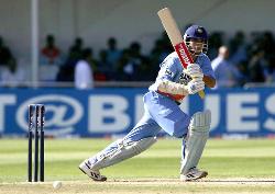 hero of the indian cricket team,a genius left hand - saurav gaguly-batting in a match