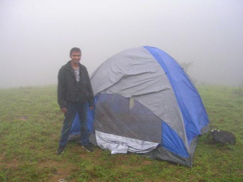 Camping - me camping on top of kumaraparvatha in karnataka.