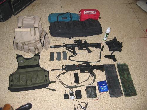 My Former AirSoft Kit - This is my stuff when i was still playing Airsoft. Complete with the Vest and guns that i use.
