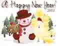 Happy New Year snowmen - snowmen and a sign for happy new year.