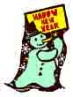 snowman with a Happy New Year sign - tis the season for greetings and this snowman has a sign with Happy New Year