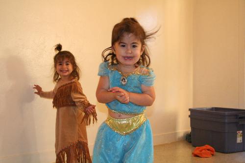My Daughters - My daughters are all dressed up for Halloween.  Lydia is dressed up as Pocahontas and Lina is dressed up as Princess Jasmine.  Don't they look cute?!