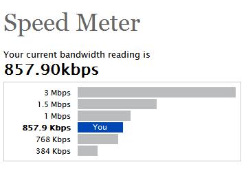 Speed Test At 2wire.com - It's showing about 700~800kbps. (eqv to 100KB/s)