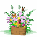 Flower basket - basket full of smiling flowers..