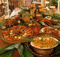 Noche Buena in the Philippines - Noche Buena or the Christmas Eve dinner in the Philippines is prepared with noodles, lechon (roasted pig), puto bumbong (steamed rice in a bamboo tube), bibingka (rice cake)with assorted fruits and chesses (like quezo de bola).
