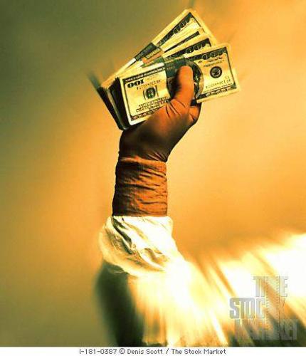 Money - millionaire hold his money