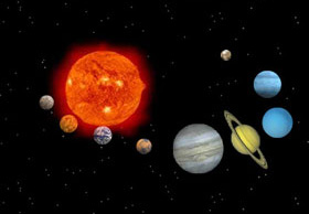 The Solar Group - The Nine Planets turn around The Sun