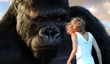king kong - Kong (performed by Andy Serkis) and Ann (Naomi Watts