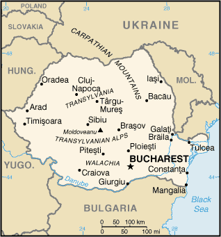 map of Romania - map