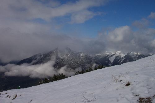 Mountain top: Garmisch Germany - This was taken in mid October in the German Alps. On the top it was snowing while in the valley it was raining. You got two seasons Autumn and winter just by taking the lift to the top of the mountain.