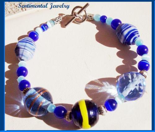 Big Blue Lampwork Bracelet - My Big blue lampwork bracelet