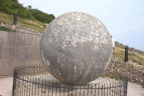 Stone Globe - Hows this for craftsmanship? Forty tons of Purneck stone carved from one piece to a perfect sphere and all the continents and meridians marked to perfection. Vistors to U.K. will find this stone at Durlston just outside Swanage on the South Dorset Coastal path.