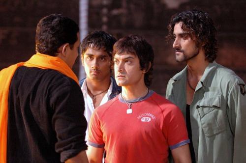 Rang De Basanti - The picture from movie 'Rang De Basanti' showing Aamir Khan, Siddhart, Kunal Kapoor and Atul Kurkarni.