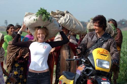 Rang De Basanti - Actors Aamir Khan and Alice Patton in a sequence from the movie 'Rang De Basanti'.