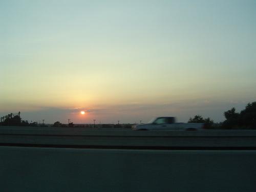 Trip to Yosemite - Sunset seen from the car enroute to Yosemite.