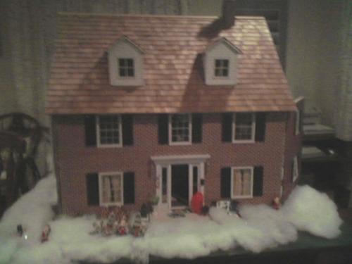 Dollhouse - My dad built this dollhouse by himself with various materials and it looks great.  The inside is incredible.