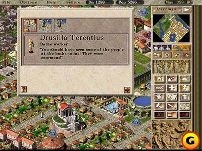 Caesar III - Caesar III http://www.gamespot.com/pc/strategy/caesar3/index.html The company line on Caesar III is that it's SimCity set in the Roman Empire. That's only partially true. You do run a city (or, rather, a series of cities) in a fashion somewhat like the classic urban management game, but the game mechanics of Caesar III are more akin to Blue Byte's Settlers II. Unlike in SimCity, you do not simply zone your territory and sit back while your city prospers or fails. Instead, you are commissioned to perform a much wider array of tasks, ranging from setting up efficient production lines to maintaining a military force. Caesar III is a much better game than Settlers II, and combines some of the best elements of both that game and SimCity. But it manages to suffer from Settler II's most glaring shortcoming: the combat system. What's worse, it finds a shortcoming of its own with some problems that make efficient management often more difficult than it should be. And both of these serve to slightly hamper what is otherwise a very enjoyable game.