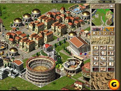 Caesar III - Caesar III http://www.gamespot.com/pc/strategy/caesar3/index.html The company line on Caesar III is that it's SimCity set in the Roman Empire. That's only partially true. You do run a city (or, rather, a series of cities) in a fashion somewhat like the classic urban management game, but the game mechanics of Caesar III are more akin to Blue Byte's Settlers II. Unlike in SimCity, you do not simply zone your territory and sit back while your city prospers or fails. Instead, you are commissioned to perform a much wider array of tasks, ranging from setting up efficient production lines to maintaining a military force. Caesar III is a much better game than Settlers II, and combines some of the best elements of both that game and SimCity. But it manages to suffer from Settler II's most glaring shortcoming: the combat system. What's worse, it finds a shortcoming of its own with some problems that make efficient management often more difficult than it should be. And both of these serve to slightly hamper what is otherwise a very enjoyable game.