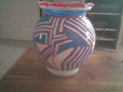 Ken&#039;s Artwork - Here is a pioture of a glass bowl that I designed using the american colors - red, white and blue.  I did a larger bowl like this but gave it to my friend who lost her husband last summer in Iraq.