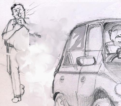 A drawing depicting the effects of emission. - Its a pencil drawing done exclusively for this discussion