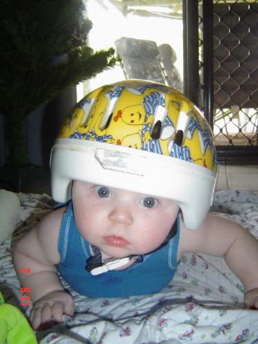 safety in babies - do you believe in keeping your children as safe as you can? i do, therefore i brought him a helmet.